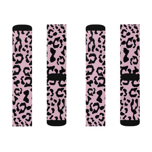 Sublimation Socks - Leopard Camouflage - Baby Pink - Black