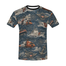 Load image into Gallery viewer, Vintage Coast Guard Maritime Pattern Men's All Over Print Crew Neck T-Shirt

