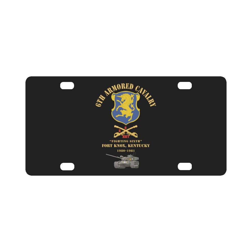 Army - 6th ACR w Cav Br Ft Knox Kentucky - 1980-1981 w M60 Green Camo - Red Txt X 300 Classic License Plate