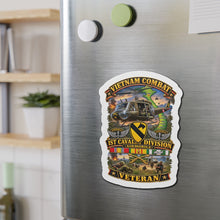 Load image into Gallery viewer, Die-Cut Magnet - Army - Vietnam Combat Cavalry Veteran w 1st Cav Div SSI  Big Helo - 3D - Enhanced
