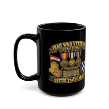 Load image into Gallery viewer, Black Mug  (15oz) - Army - Iraq War Veteran - Ribbon Bar - Map - SSI - 3rd Infantry Division - 3D - Enhanced
