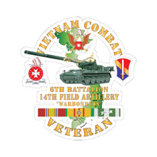 Load image into Gallery viewer, Kiss-Cut Stickers - 6th Bn, 14th Artillery Regiment - w 1st Field Force - M107 - 175mm Gun - Vietnam Vet w VN SVC
