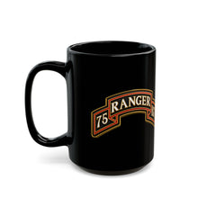 Load image into Gallery viewer, Black Mug  (15oz) - Army - 75th Ranger Regiment - Ranger Scroll - 3D - Enhanced
