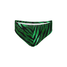 Load image into Gallery viewer, Men's Swimming Briefs (ModelL59) - Metallic jungle stripes on green
