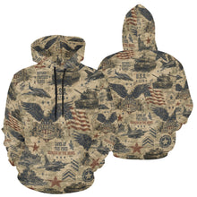 Load image into Gallery viewer, AOP Hoodie - Vintage Military Americana Men's All Over Print Hoodie (USA Size)

