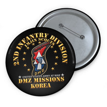 Load image into Gallery viewer, Custom Pin Buttons - Army - 2nd Infantry Division - ImJin Scout - DMZ Missions - 3D - Enhanced
