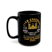 Load image into Gallery viewer, Black Mug 15oz - 11th Engineer Battalion - Camp Humphries 2nd Infantry Division - Korea
