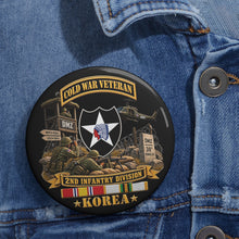 Load image into Gallery viewer, Custom Pin Buttons - Army - 2nd Infantry Division w Br - Ribbon COLD WAR Vet Tab - Korea - 3D - Enhanced
