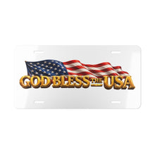 Load image into Gallery viewer, License Plate - God Bless the USA w Waving Flag - 3D - enhanced - WHITE
