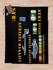 Army - Vietnam Veteran - Cbt Infantryman w CIB VN SVC Throw Blanket