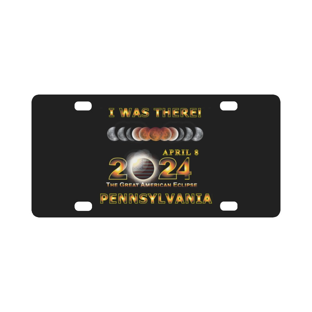 Total Eclipse - 2024 - I was There w Yellow Outline - PENNSYLVANIA Classic License Plate