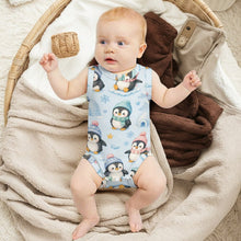 Load image into Gallery viewer, DTG 190gsm Cotton Baby Sleeveless Romper(All-Over Printing) - Penguin Winter Wonderland
