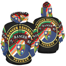 Load image into Gallery viewer, Men&#39;s All Over Print Hoodie (USA Size) (Model H13) - Ranger Regiment Veteran - Scroll - DUI
