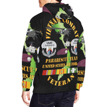 Load image into Gallery viewer, Men&#39;s All Over Print Hoodie (USA Size) (Model H13) - USAF - Vietnam Combat Veteran w Pararescue Huskie
