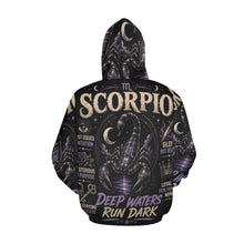 Load image into Gallery viewer, Scorpio - deep waters run dark Men's All Over Print Hoodie (USA Size)

