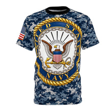 Load image into Gallery viewer, AOP - United States Navy Seal - Emblem - 3D - Enhanced with Navy Camouflage Pattern

