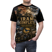 Load image into Gallery viewer, Iran Conflict Military Tribute Tee – "Strength Through Resolve, Honor Through Service"
