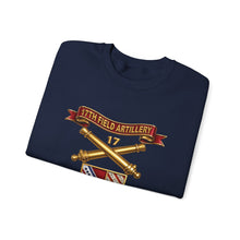 Load image into Gallery viewer, Crewneck Sweatshirt - Army - 17th Field Artillery w Br - Ribbon, Vietnam Veteran w VN SVC - 3D - Enhanced
