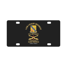 Load image into Gallery viewer, Army - 14th Cavalry Regiment w Cav Br - 2nd Squadron - Operation Iraqi Freedom - 2007-2009 - Red Txt Classic License Plate
