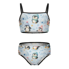 Load image into Gallery viewer, Two-Piece Swimwear for Girls(All-Over Printing) - Penguin Winter Wonderland
