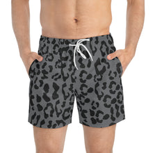 Load image into Gallery viewer, Swim Trunks - Leopard Camouflage - Battleship Color
