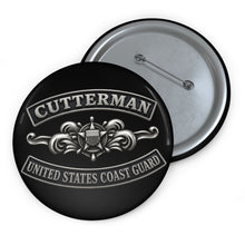 Load image into Gallery viewer, Custom Pin Buttons - USCG - Cutterman - Enlisted w txt - 3D - Enhanced
