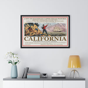 Premium Framed Horizontal Poster -  Set Sail for CALIFORNIA - California Gold