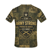 Load image into Gallery viewer, Men's All Over Print Crew Neck T-Shirt - Tribute Tee - United States Army Strong - Proud to Serve AOP

