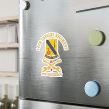Load image into Gallery viewer, Kiss-Cut Vinyl Decals - Army - 14th Cavalry Regiment w Cav Br - 4th Squadron - Red Txt X 300
