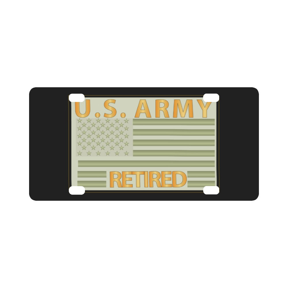 US Flag - Retired - OD GREEN Classic License Plate