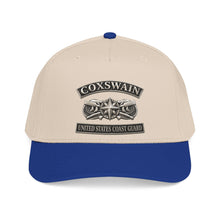 Load image into Gallery viewer, Mid Profile Baseball Cap - USCG - Coxswain w txt - Silver - 3D - Enhanced
