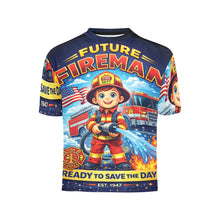 Load image into Gallery viewer, Little Kids' All Over Print Crew Neck T-Shirt - Young Patriot - Future Fireman
