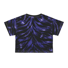 Load image into Gallery viewer, All-Over Print Beach &amp; Festival Crop Tee - Futuristic zebra with neon glow
