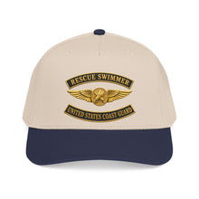 Load image into Gallery viewer, Mid Profile Baseball Cap - USCG - Aviation Rescue Swimmer w txt - 3D - Enhanced
