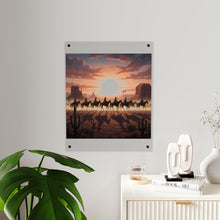 Load image into Gallery viewer, Acrylic Wall Art Panel - 10th Cavalry on Patrol in the sunset w 10th Cav Guidon

