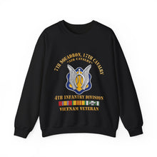 Load image into Gallery viewer, Crewneck Sweatshirt - Army - 7th Squadron - 17th Cavalry - 4th ID - Vietnam Vet w SVC Ribbon - 3D X 300
