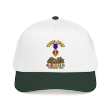 Load image into Gallery viewer, Mid Profile Baseball Cap - Vietnam War Purple Heart Medal w VN SVC - with Vietnam Scene - 3D - Transparent
