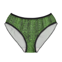 Load image into Gallery viewer, Stylish Women's Briefs with Snake Print, Trendy Underwear, High Waist Briefs, Comfortable Lingerie - Black and White Snake Skin - Green
