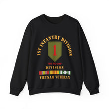 Load image into Gallery viewer, Crewneck Sweatshirt - Army - SSI - 1st Infantry Division - Big Red One - Vietnam Veteran w VN SVC Bar X 300
