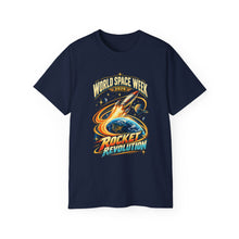 Load image into Gallery viewer, Unisex Ultra Cotton Tee - Rocket revolution - World Space Week 2026
