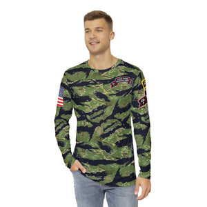 Men's Long Sleeve Shirt (AOP) - F Company, 425th Long Range Surveillance (RANGER) - Military Tiger Stripe Jungle Camouflage Shirt
