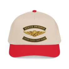 Load image into Gallery viewer, Mid Profile Baseball Cap - USCG - Aviation Rescue Swimmer w txt - 3D - Enhanced
