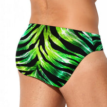 Load image into Gallery viewer, Glossy tropical zebra print design Men's Swim Briefs NK05

