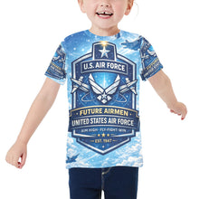 Load image into Gallery viewer, Little Kids' All Over Print Crew Neck T-Shirt - Young Patriot - Future Air Force
