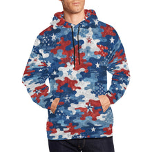 Load image into Gallery viewer, AOP Hoodie - Distressed American Flag Camo Pattern Men's All Over Print Hoodie (USA Size)
