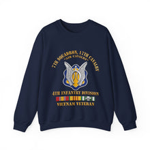 Load image into Gallery viewer, Crewneck Sweatshirt - Army - 7th Squadron - 17th Cavalry - 4th ID - Vietnam Vet w SVC Ribbon - 3D X 300
