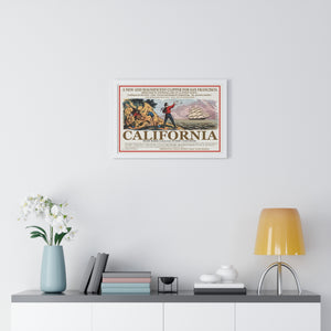 Premium Framed Horizontal Poster -  Set Sail for CALIFORNIA - California Gold