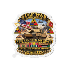 Load image into Gallery viewer, Die-Cut Magnet - Army - Desert Storm - 2nd Armored Div - Combat Vereran Veteran w GULF SVC - 3D - Enhanced
