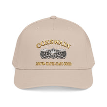 Load image into Gallery viewer, Mid Profile Baseball Cap - USCG - Coxswain w txt - Gold - 3D - Enhanced
