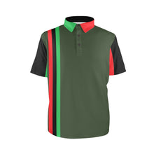 Load image into Gallery viewer, Charlies Polo Golf Shirt - Forest Green - Red Black Green Panel - Right
